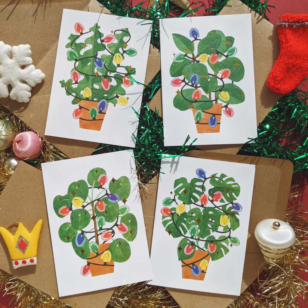 Festive houseplants for 2021 Christmas card collection