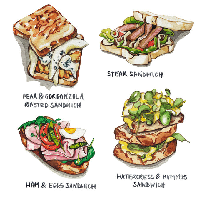 Sandwich illustrations for Tesco Food